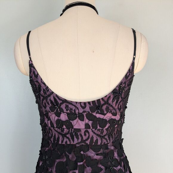 Vintage Sue Wong Midi Dress Cocktail Gown Fairy Goth Whimsigoth Pink Black 12 - Picture 8 of 16